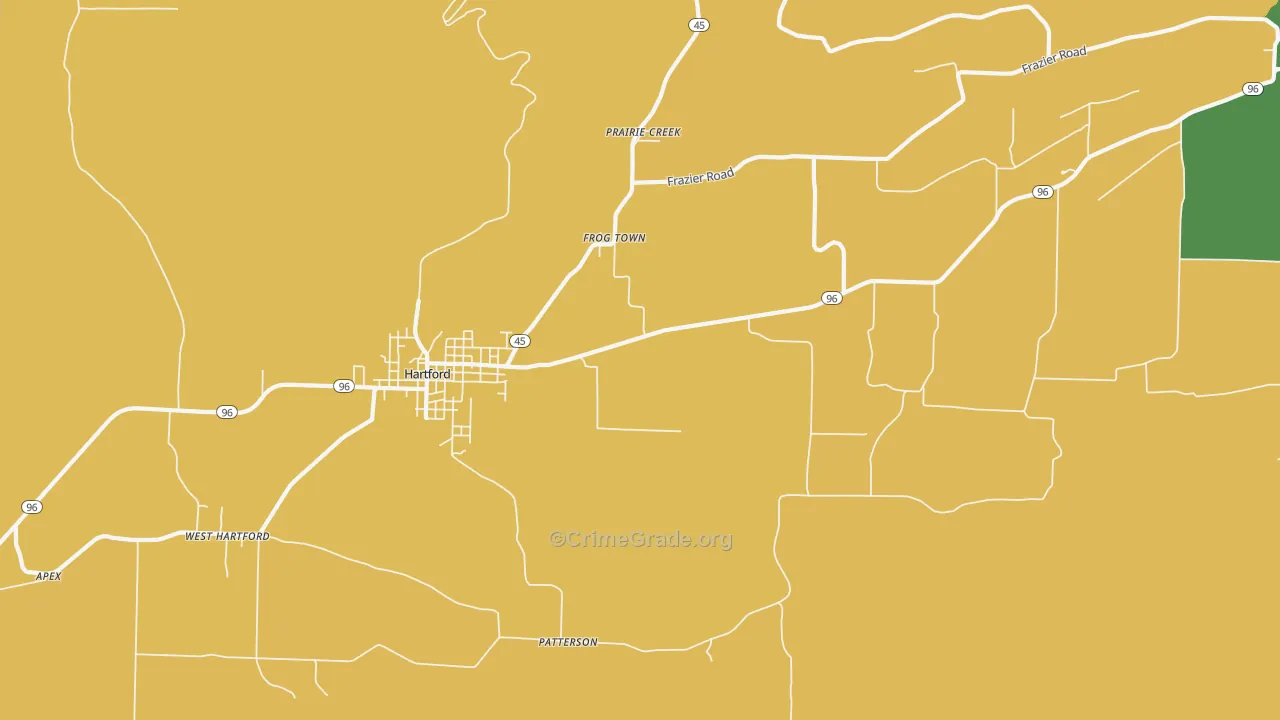 Frog Town, AR Map of Burglary Rates