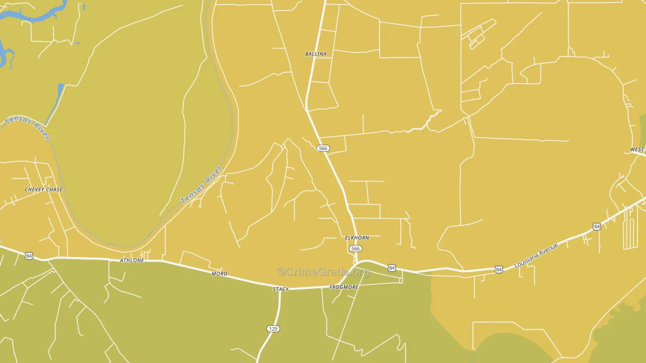 Frogmore, LA Map of Burglary Rates