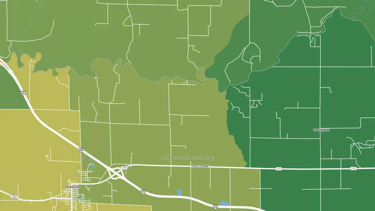 Frogtown, IL Map of Burglary Rates