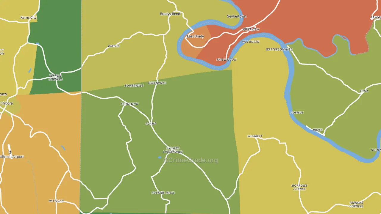 Frogtown, PA Map of Burglary Rates