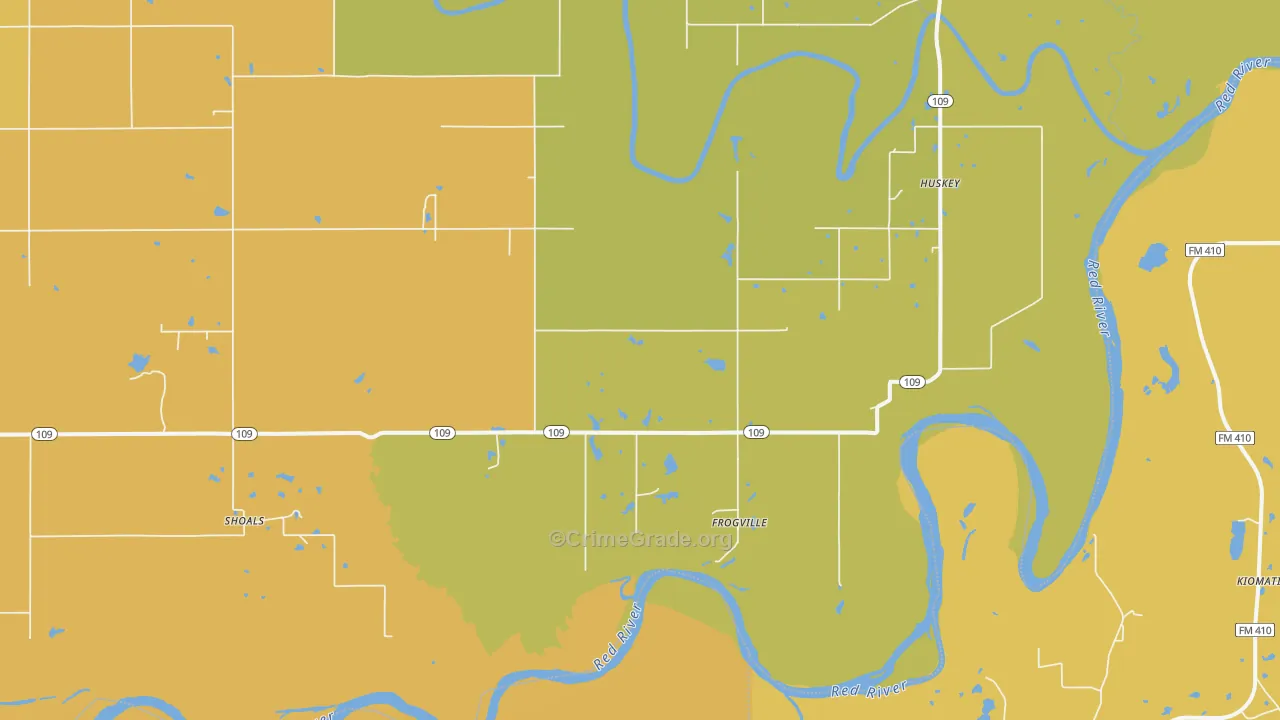 Frogville, OK Map of Burglary Rates