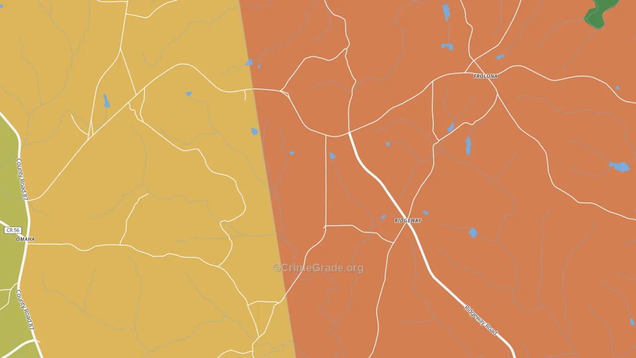 Frolona, GA Map of Burglary Rates