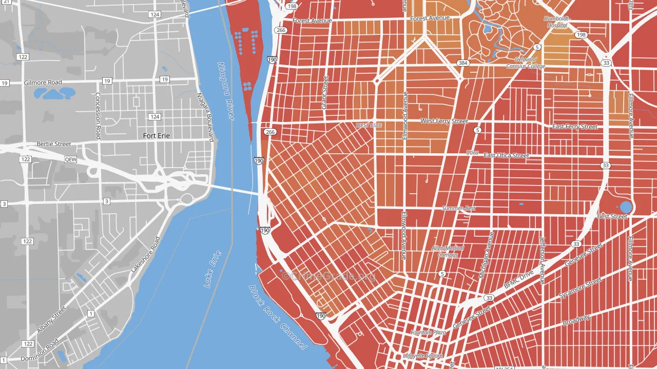 Front Park, Buffalo, NY Map of Burglary Rates