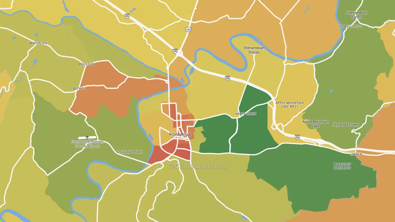 Front Royal, VA Map of Burglary Rates