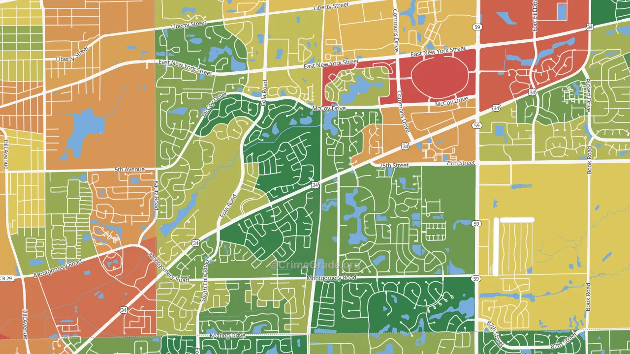 Frontenac, Aurora, IL Map of Burglary Rates