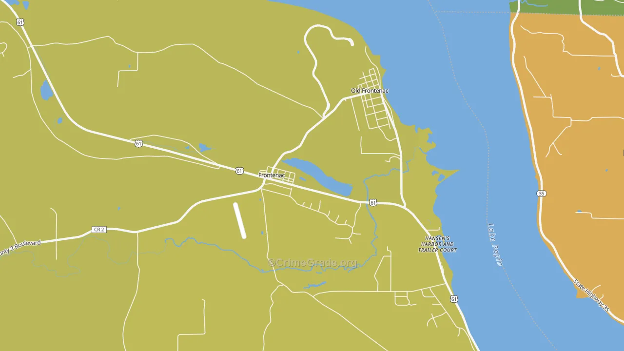 Frontenac, MN Map of Burglary Rates