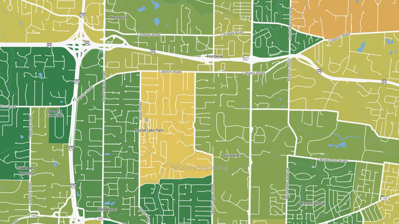 Frontenac, MO Map of Burglary Rates