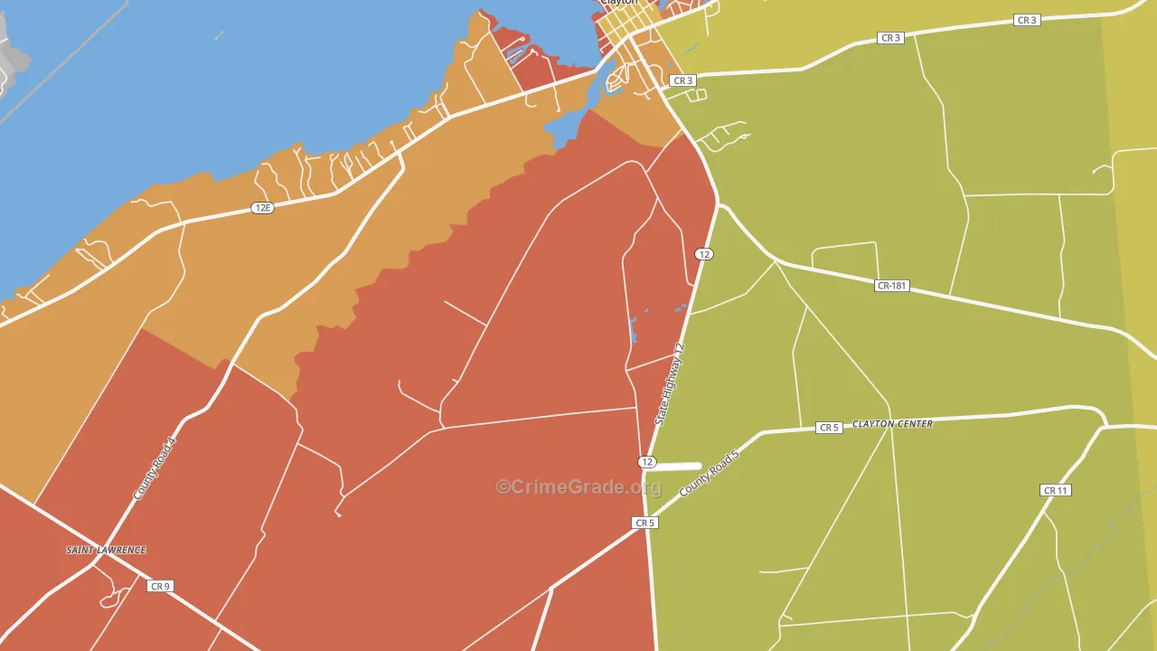 Frontenac, NY Map of Burglary Rates