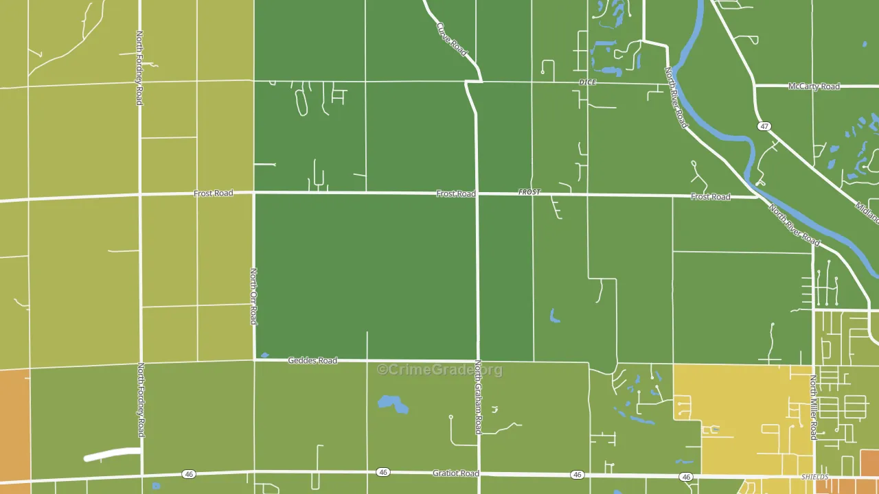 Frost, MI Map of Burglary Rates