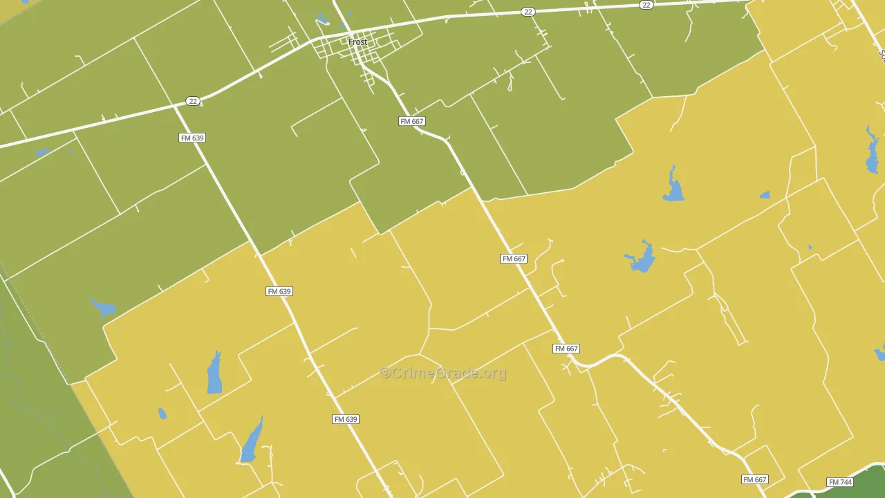 Frost, TX Map of Burglary Rates