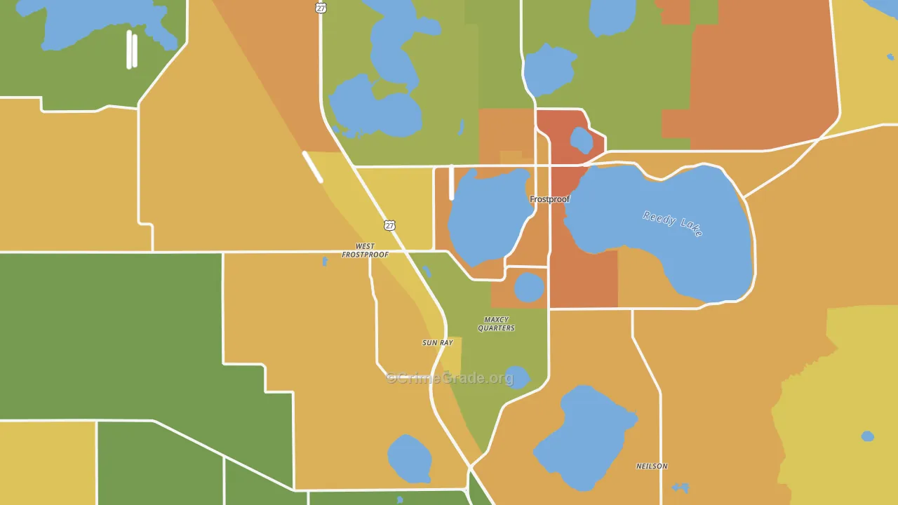 Frostproof, FL Map of Burglary Rates