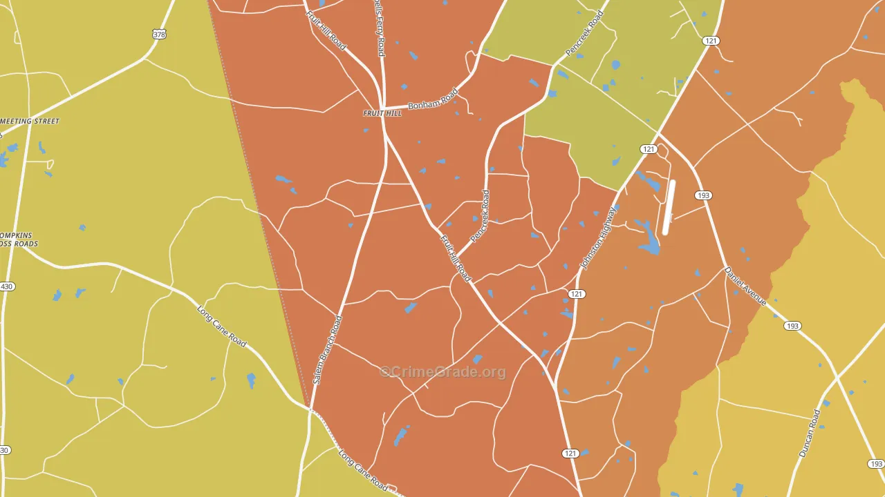 Fruit Hill, SC Map of Burglary Rates