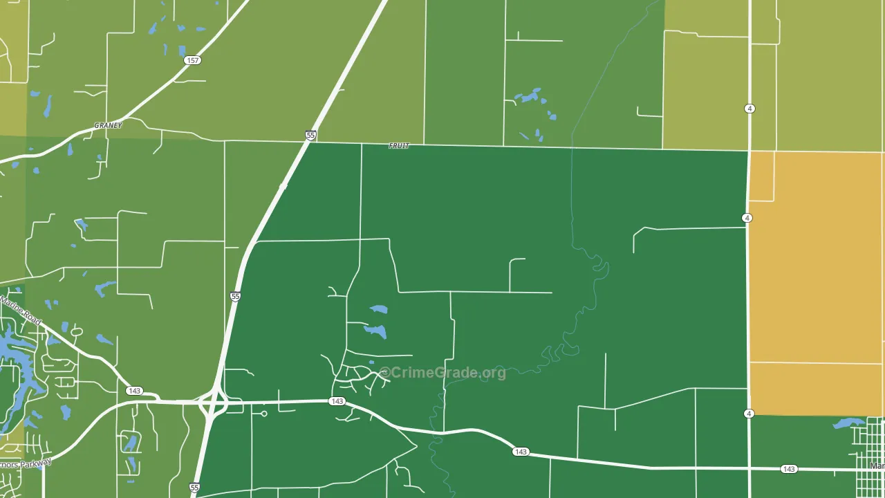 Fruit, IL Map of Burglary Rates