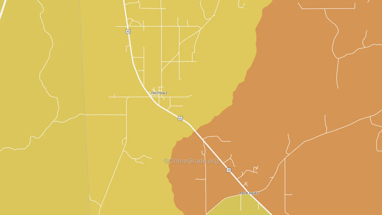 Fruitdale, AL Map of Burglary Rates