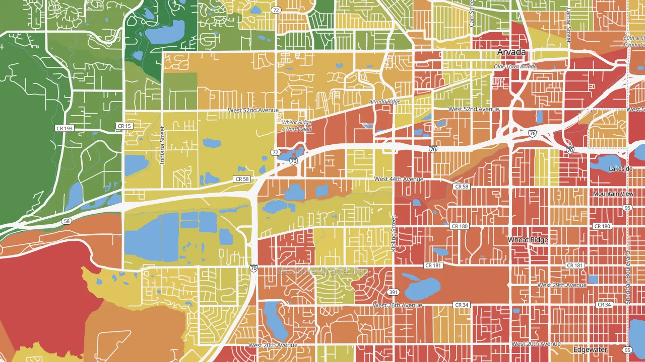 Fruitdale, Wheat Ridge, CO Map of Burglary Rates