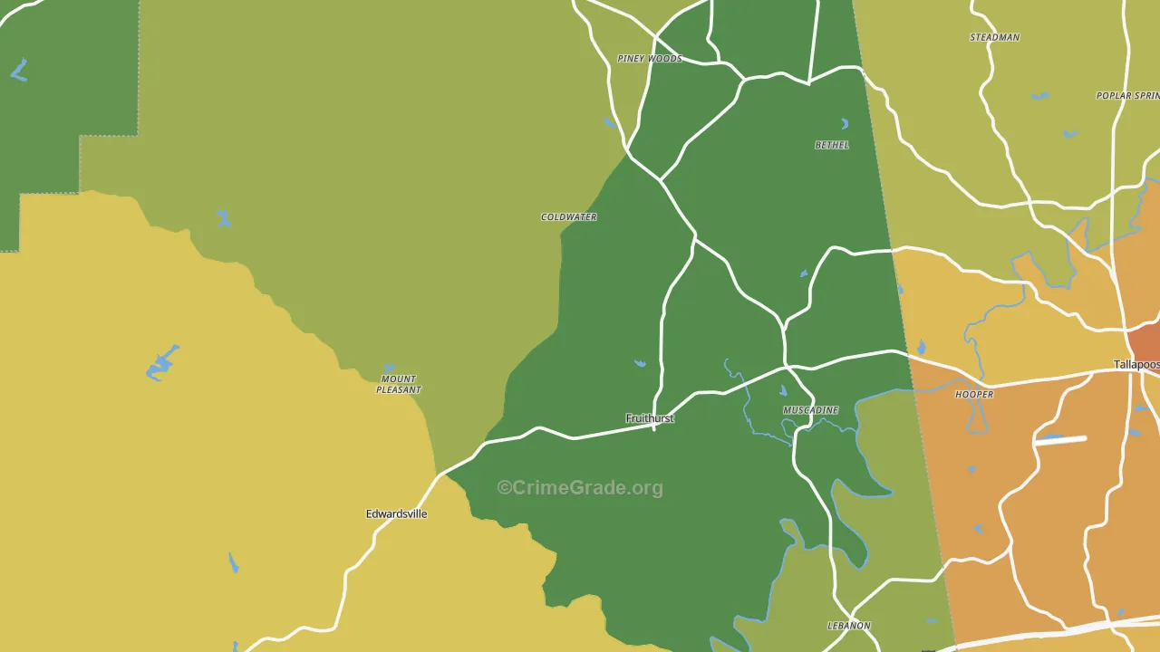 Fruithurst, AL Map of Burglary Rates
