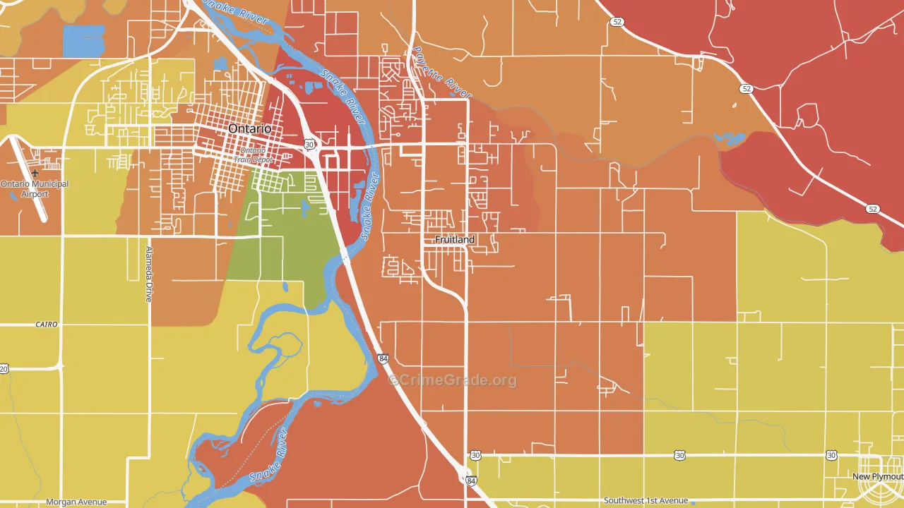 Fruitland, ID Map of Burglary Rates