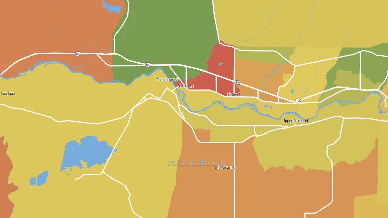 Fruitland, NM Map of Burglary Rates