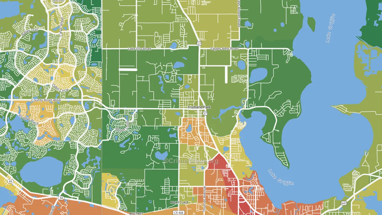 Fruitland Park, FL Map of Burglary Rates