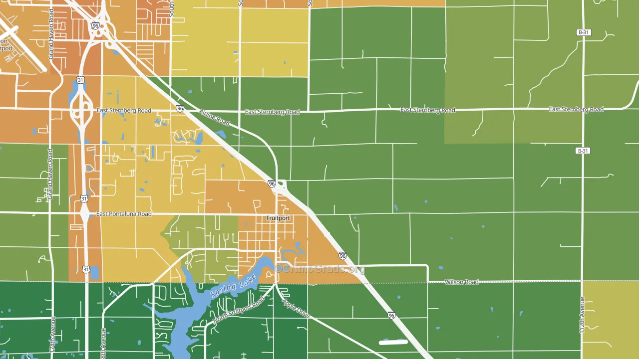 Fruitport, MI Map of Burglary Rates