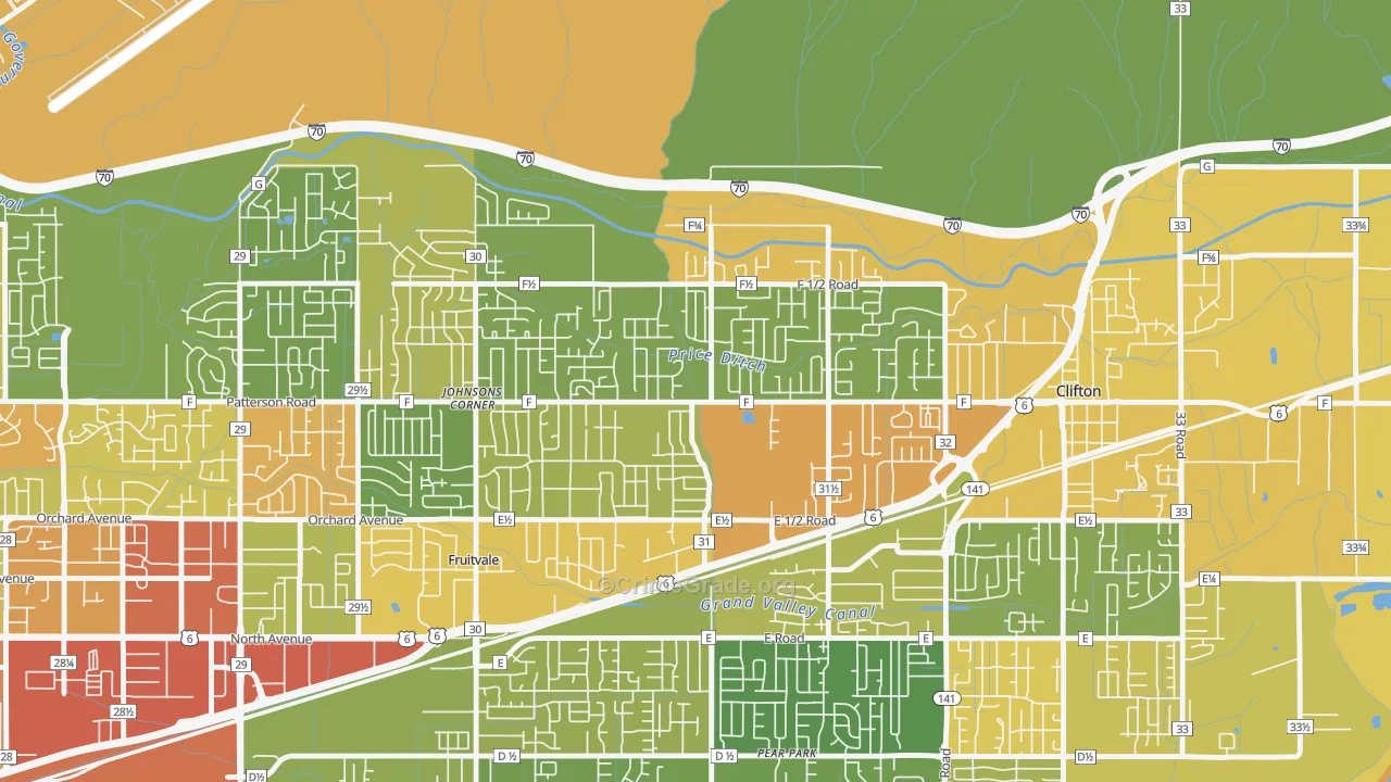 Fruitvale, CO Map of Burglary Rates