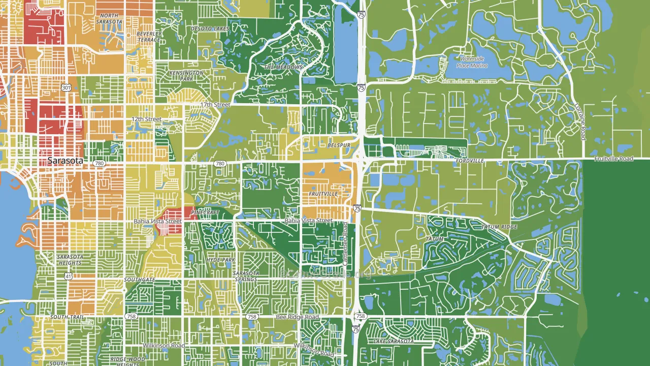 Fruitville, FL Map of Burglary Rates
