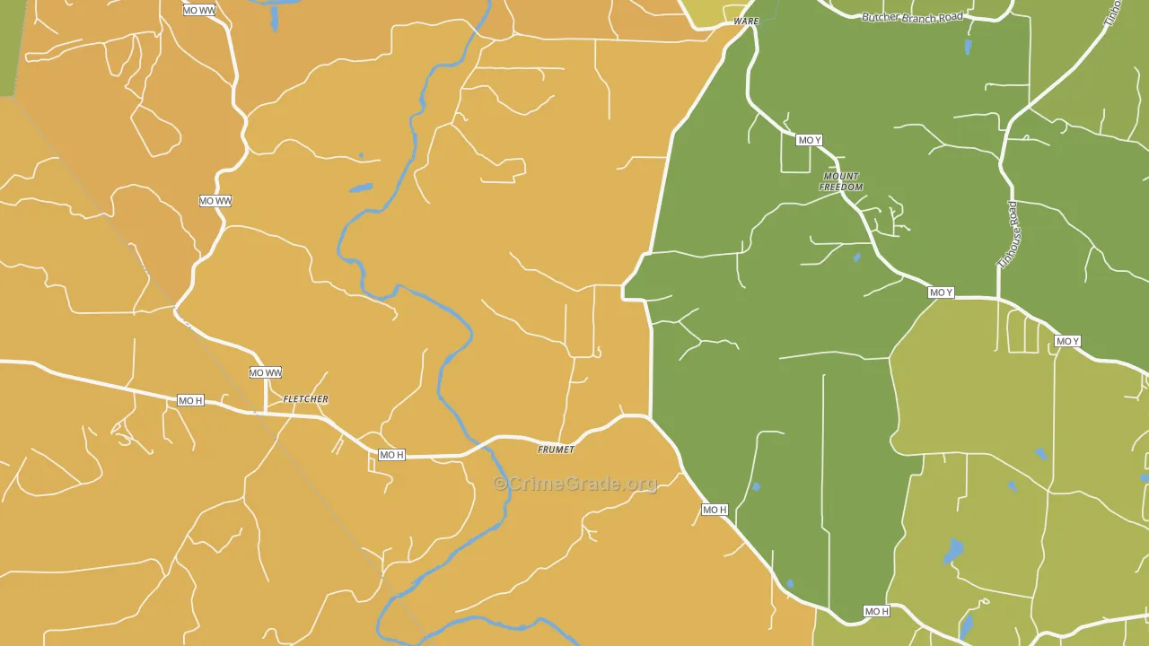 Frumet, MO Map of Burglary Rates