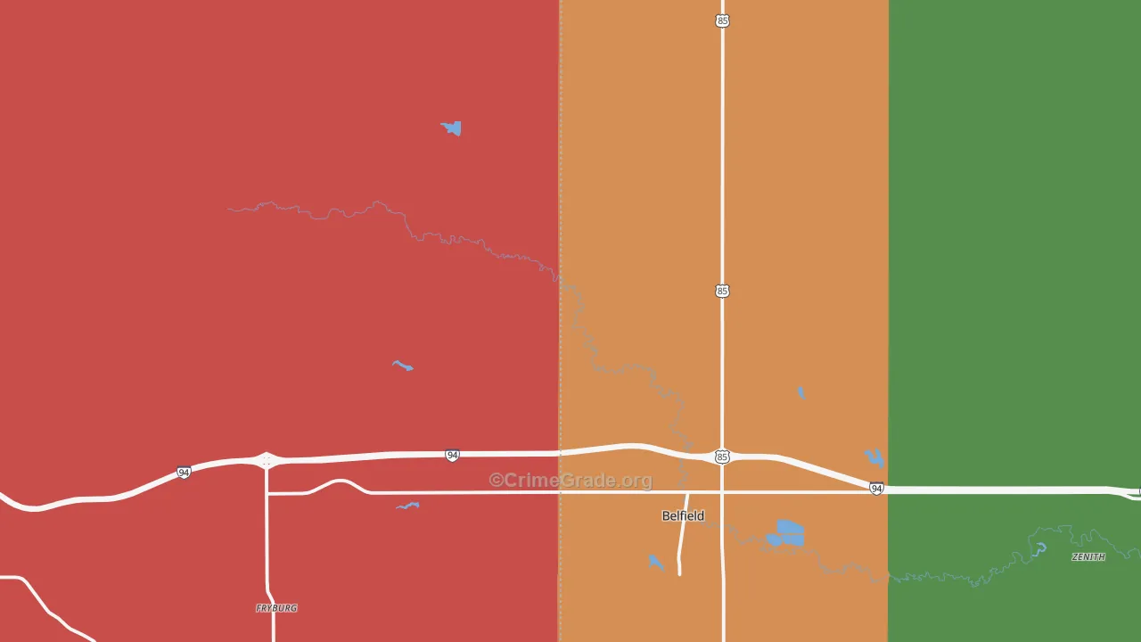 Fryburg, ND Map of Burglary Rates