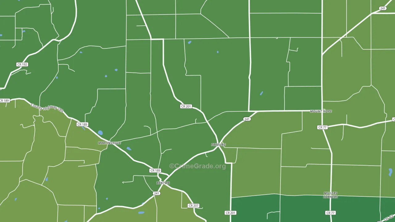 Fryburg, OH Map of Burglary Rates