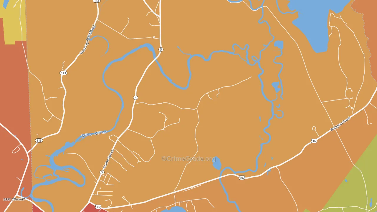 Fryeburg Center, ME Map of Burglary Rates