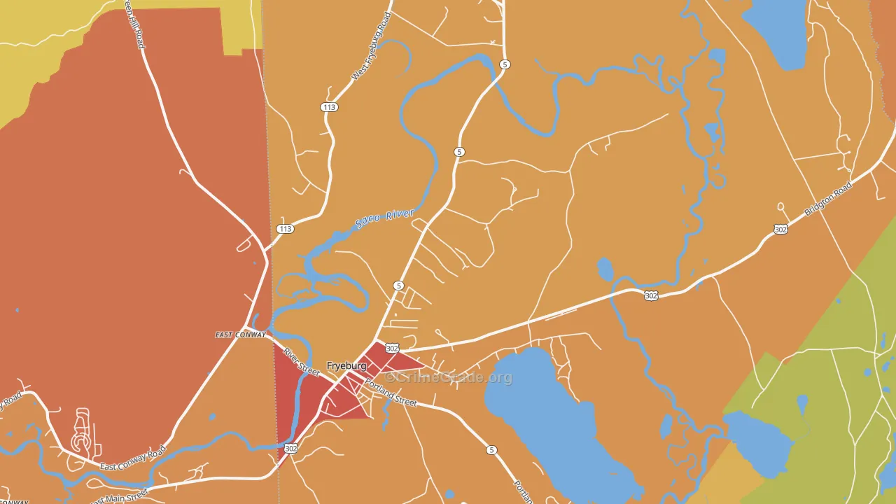 Fryeburg, ME Map of Burglary Rates