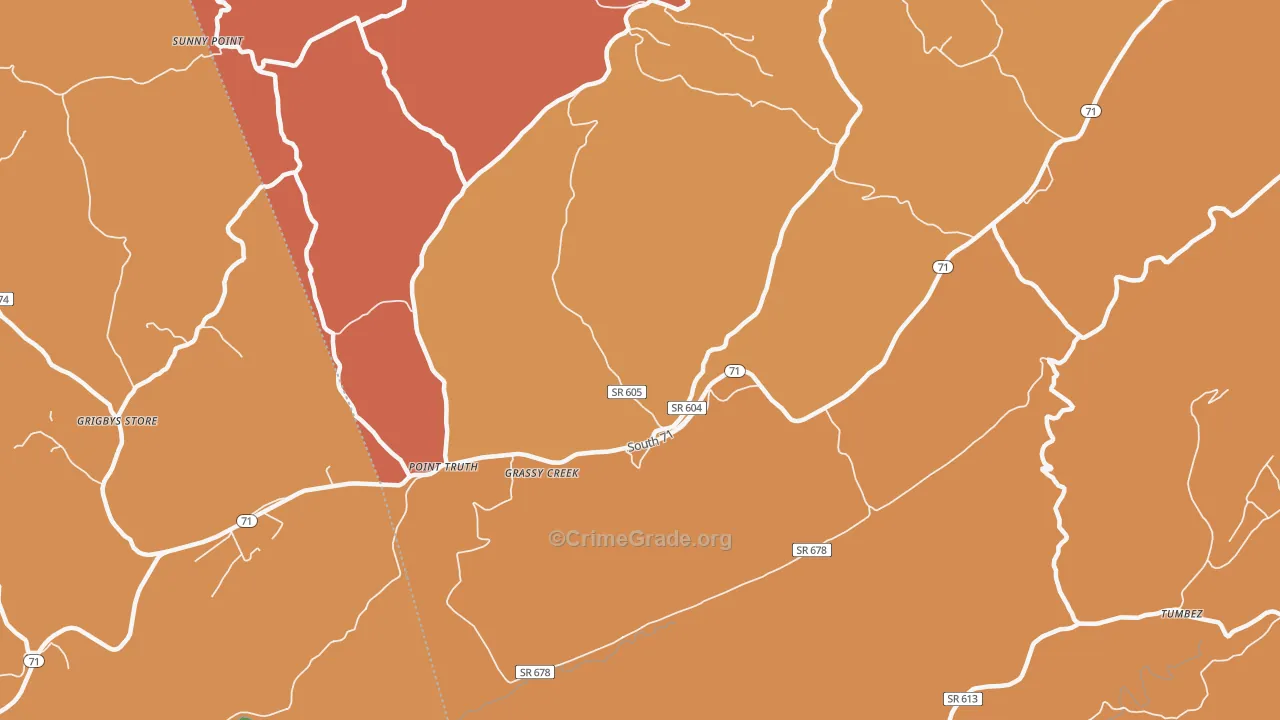 Fugates Hill, VA Map of Burglary Rates