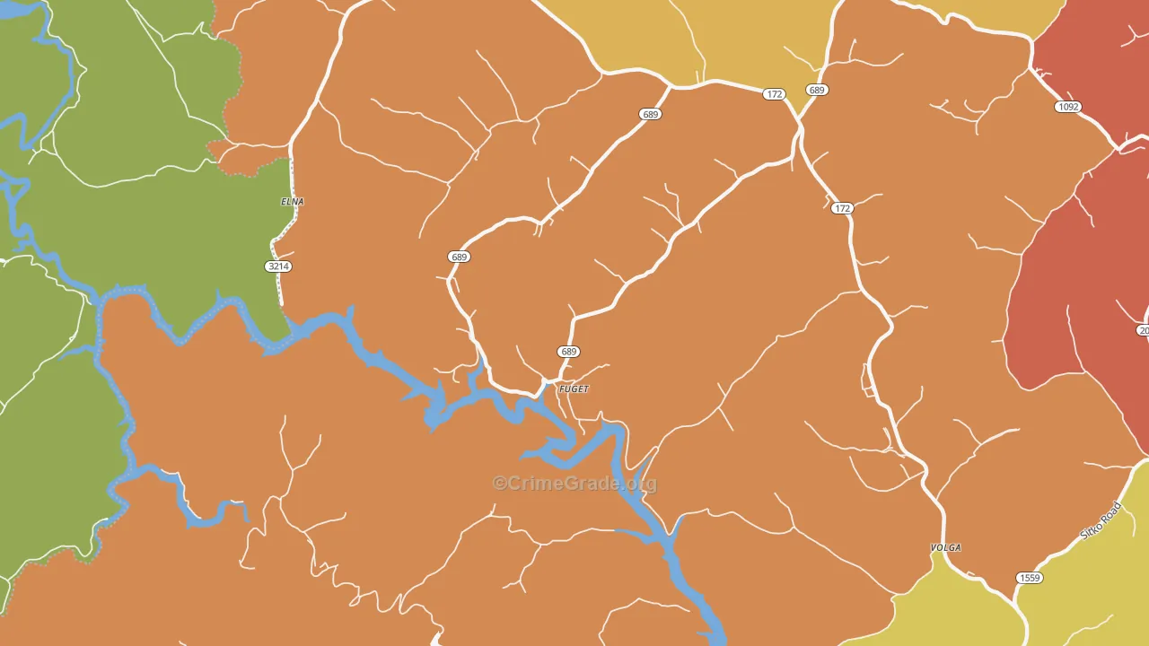 Fuget, KY Map of Burglary Rates