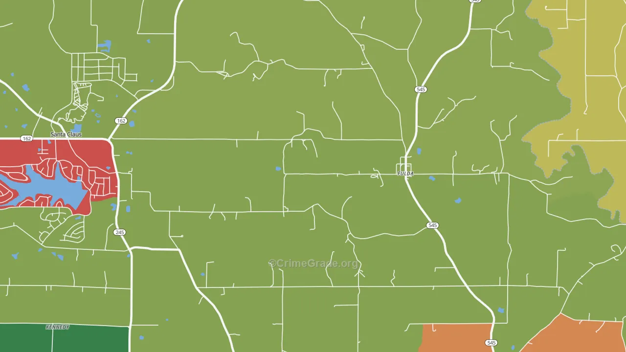 Fulda, IN Map of Burglary Rates
