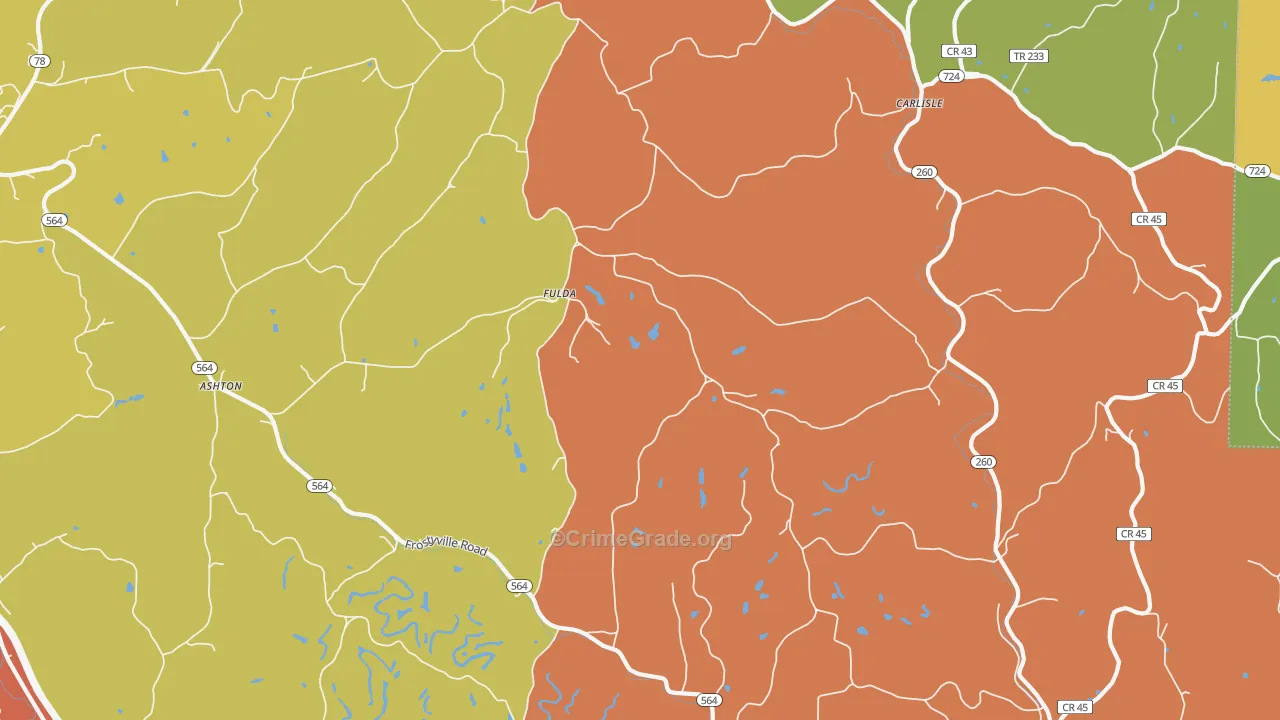 Fulda, OH Map of Burglary Rates