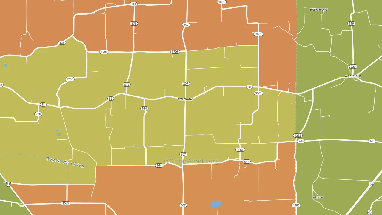 Fulgham, KY Map of Burglary Rates