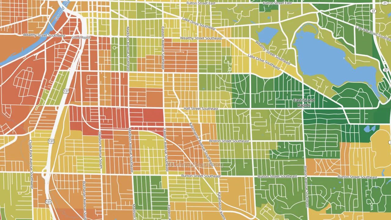 Fuller Avenue, Grand Rapids, MI Map of Burglary Rates
