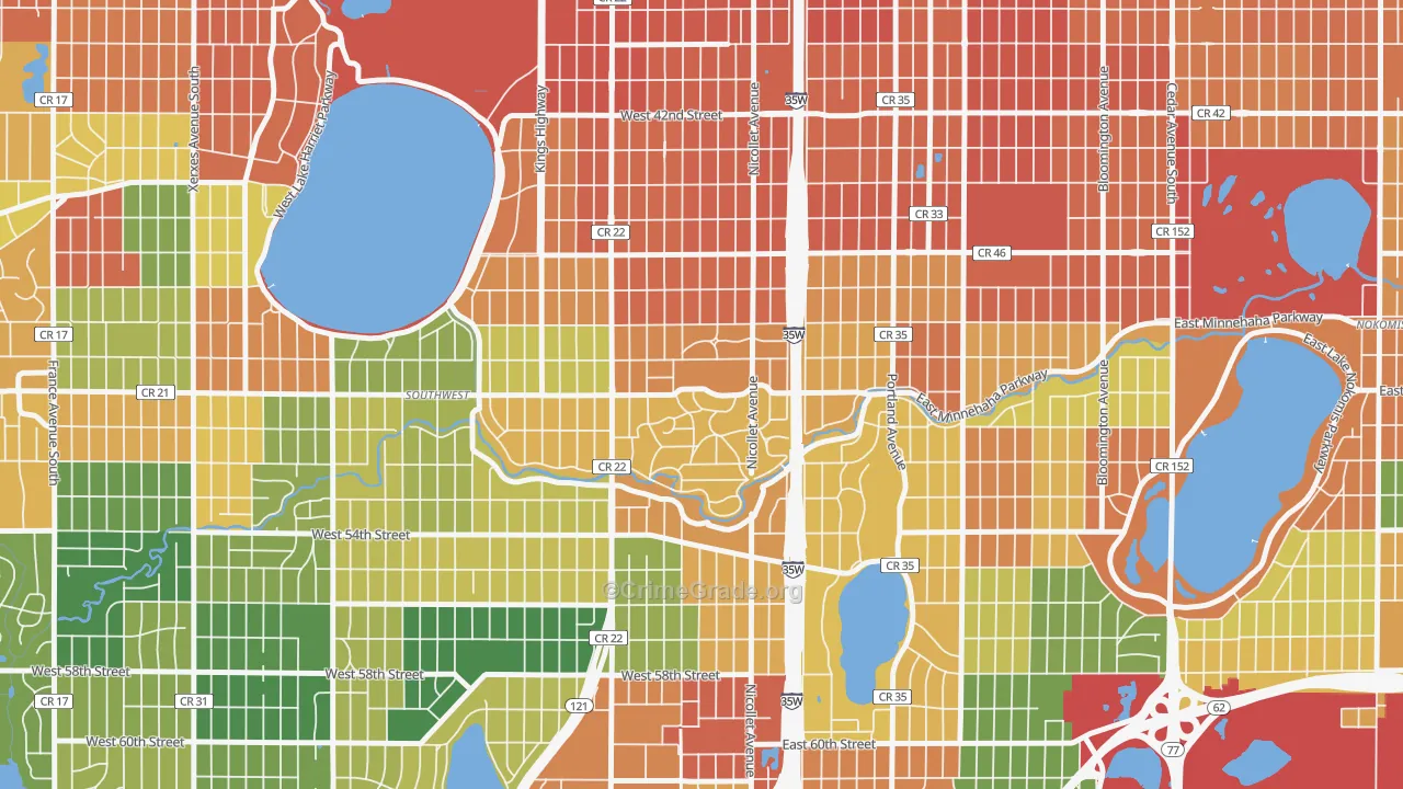 Fuller Tangletown, Minneapolis, MN Map of Burglary Rates