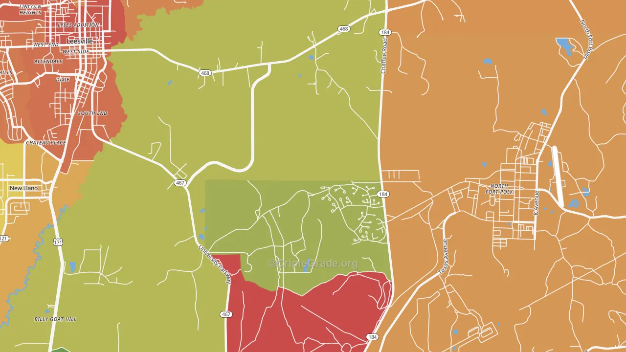 Fullerton, LA Map of Burglary Rates