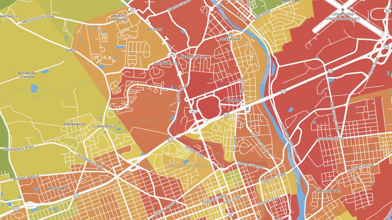 Fullerton, PA Map of Burglary Rates