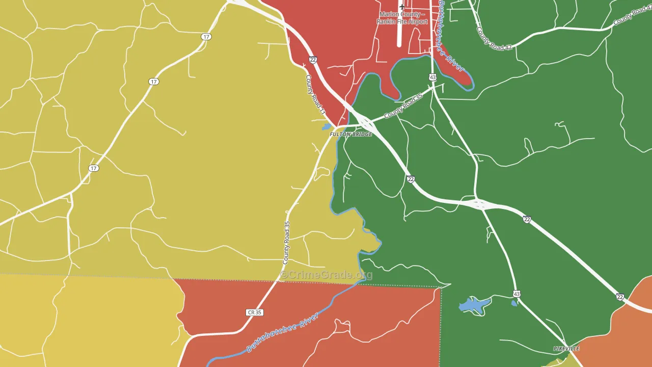 Fulton Bridge, AL Map of Burglary Rates