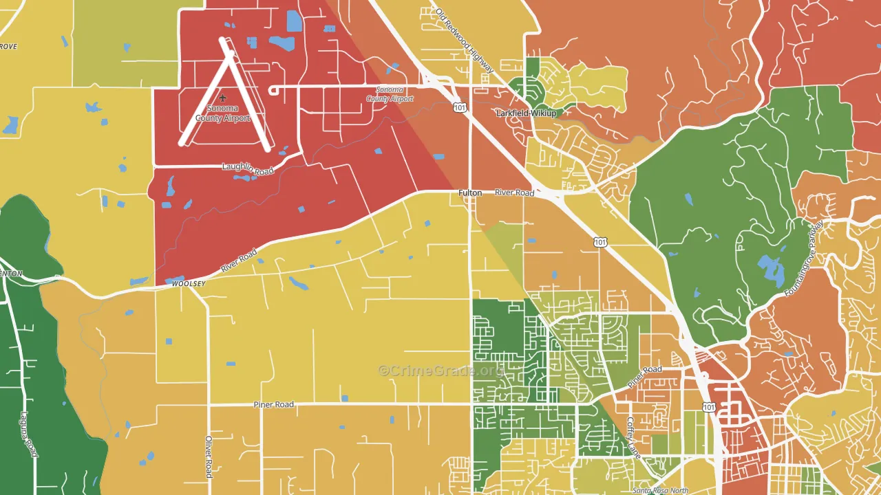 Fulton, CA Map of Burglary Rates