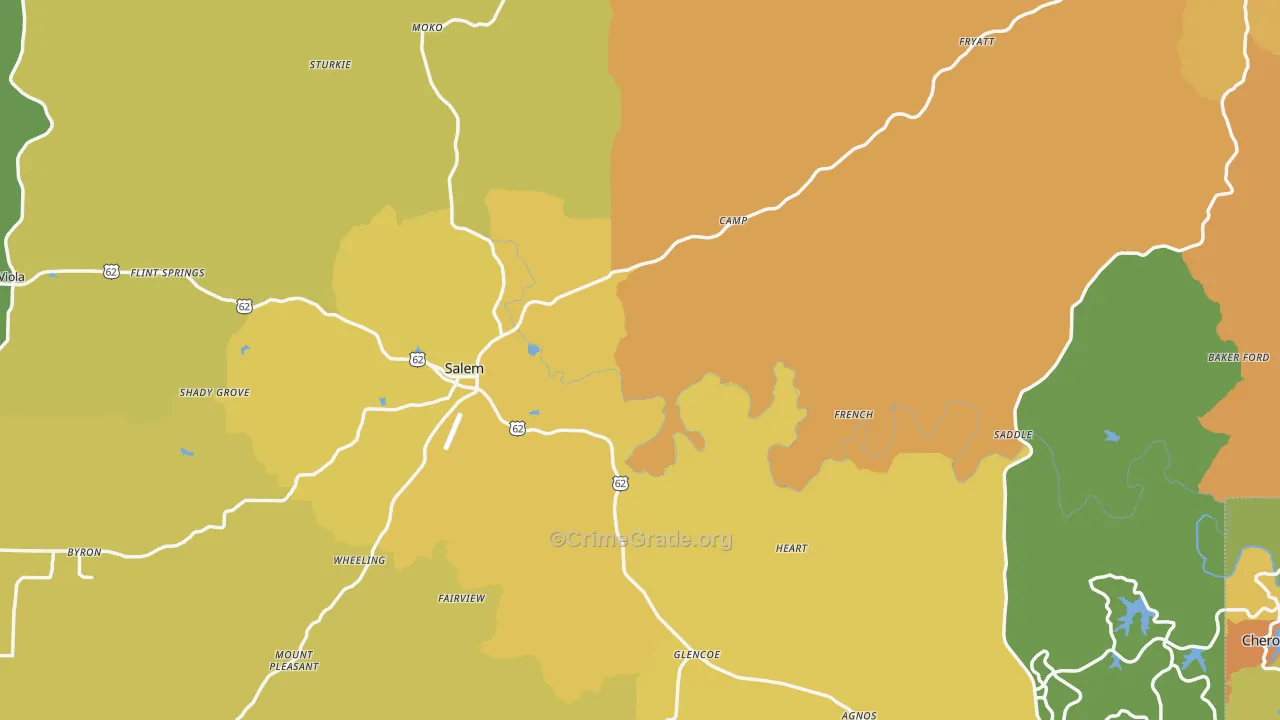 Fulton County, AR Map of Burglary Rates