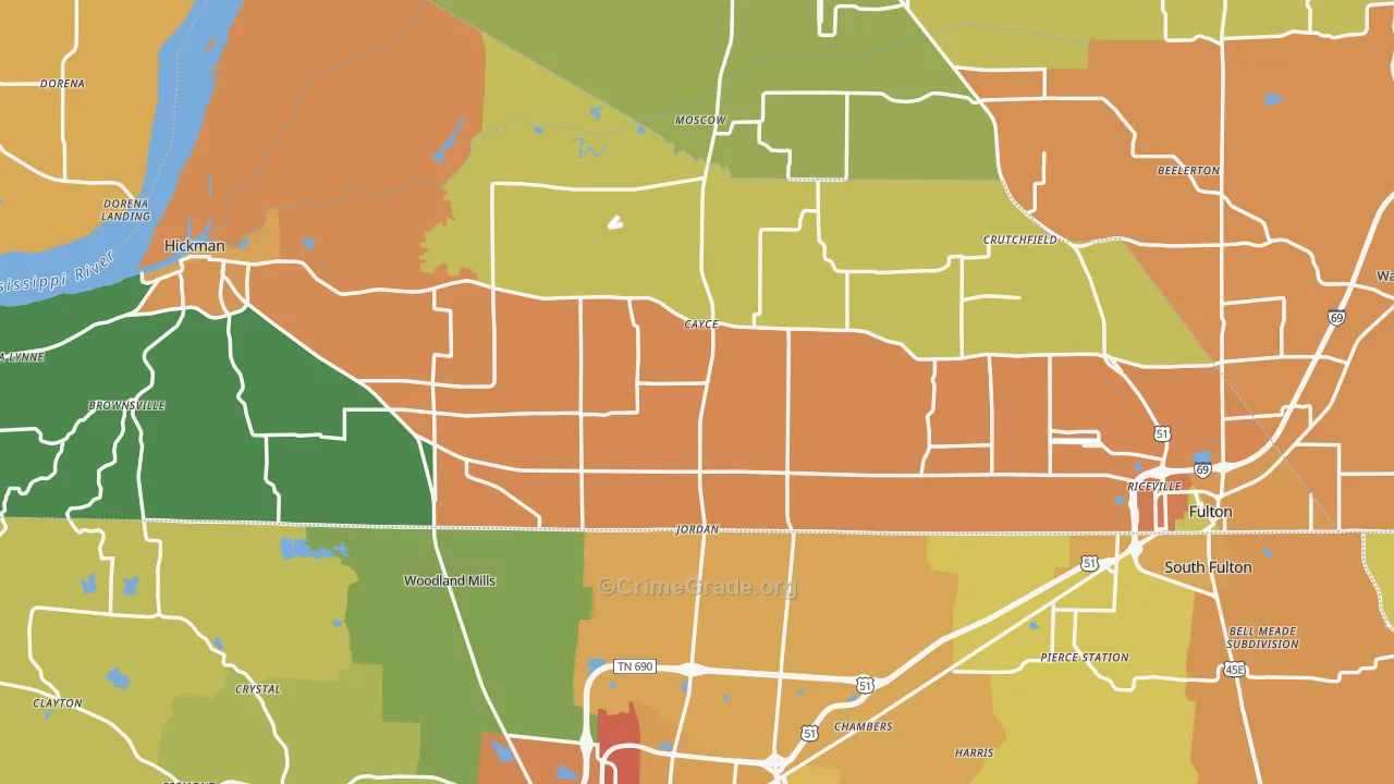 Fulton County, KY Map of Burglary Rates