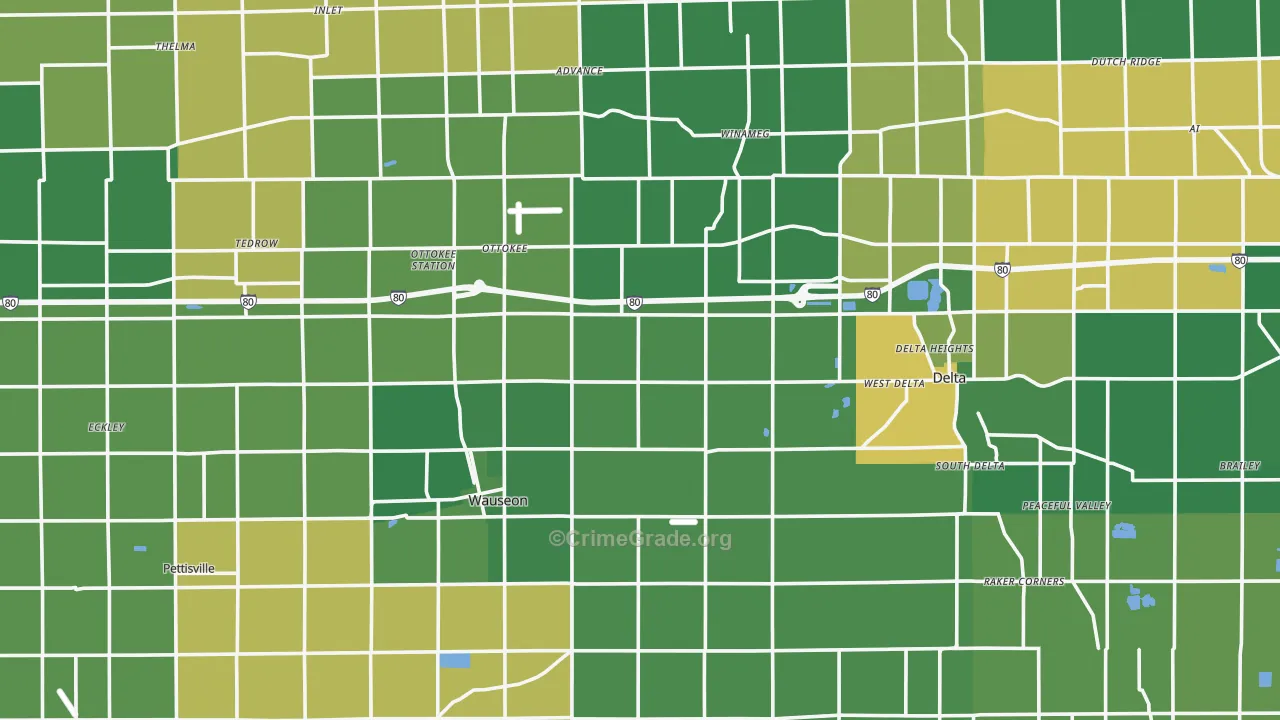 Fulton County, OH Map of Burglary Rates