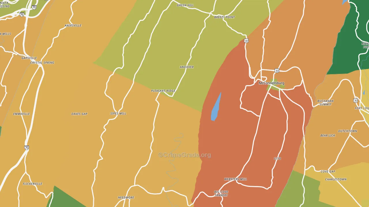 Fulton County, PA Map of Burglary Rates