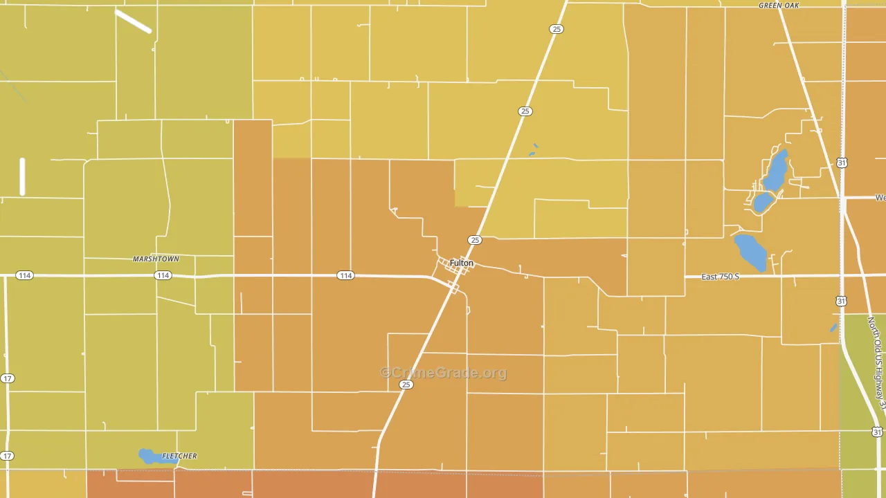 Fulton, IN Map of Burglary Rates