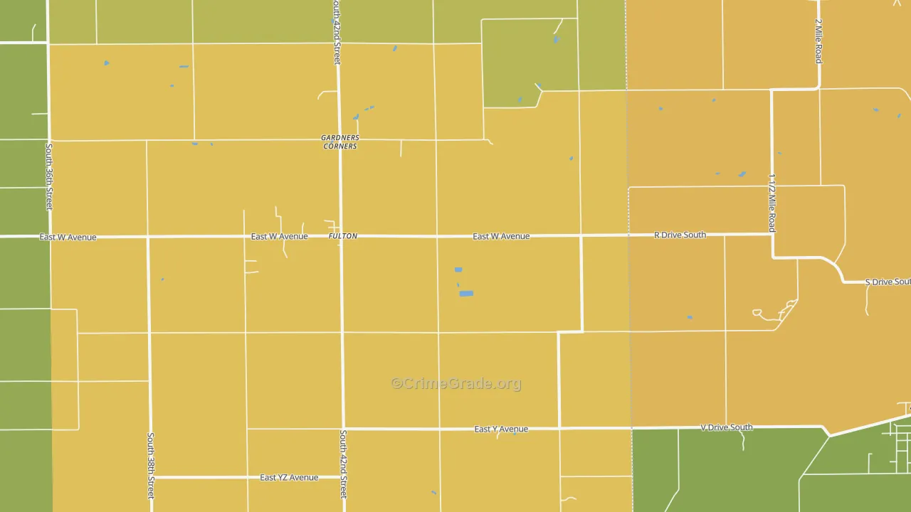 Fulton, MI Map of Burglary Rates