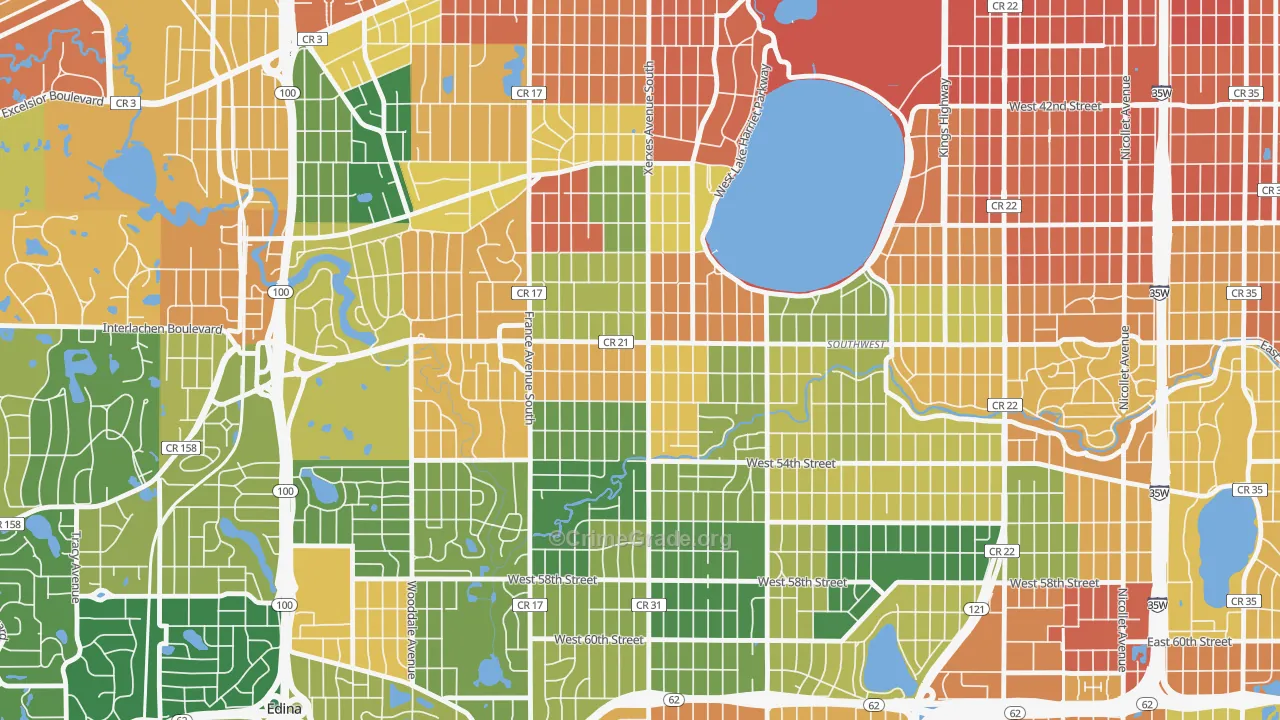 Fulton, Minneapolis, MN Map of Burglary Rates