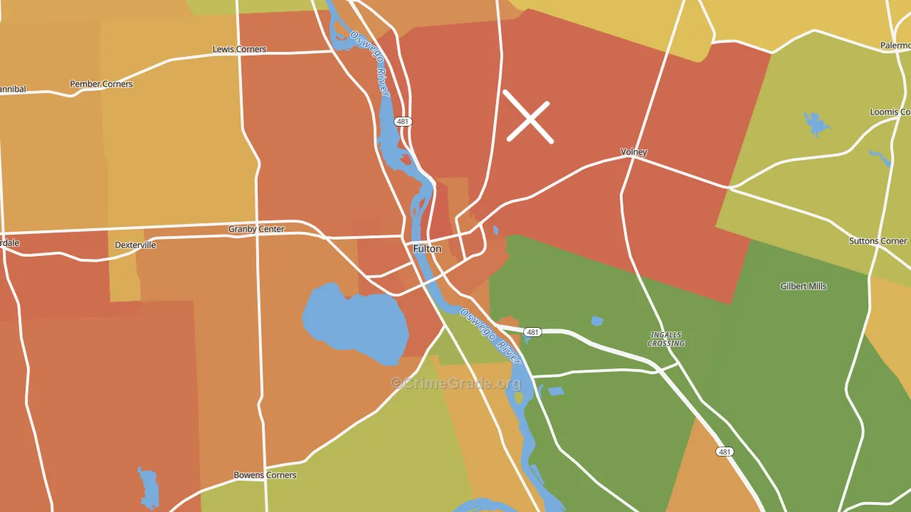 Fulton, NY Map of Burglary Rates